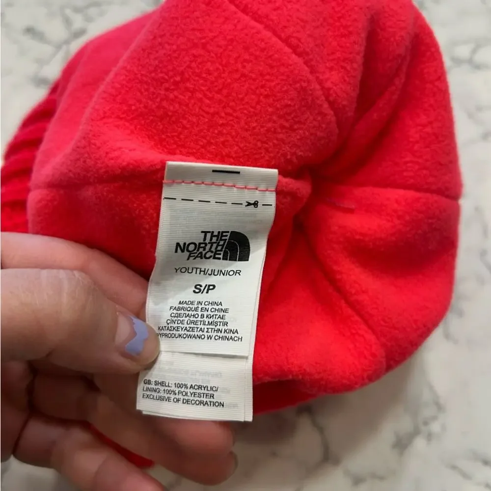 The North Face Kokomo Briar Pink Pompom Fleece Lined Little Girls Kid Beanie Hat